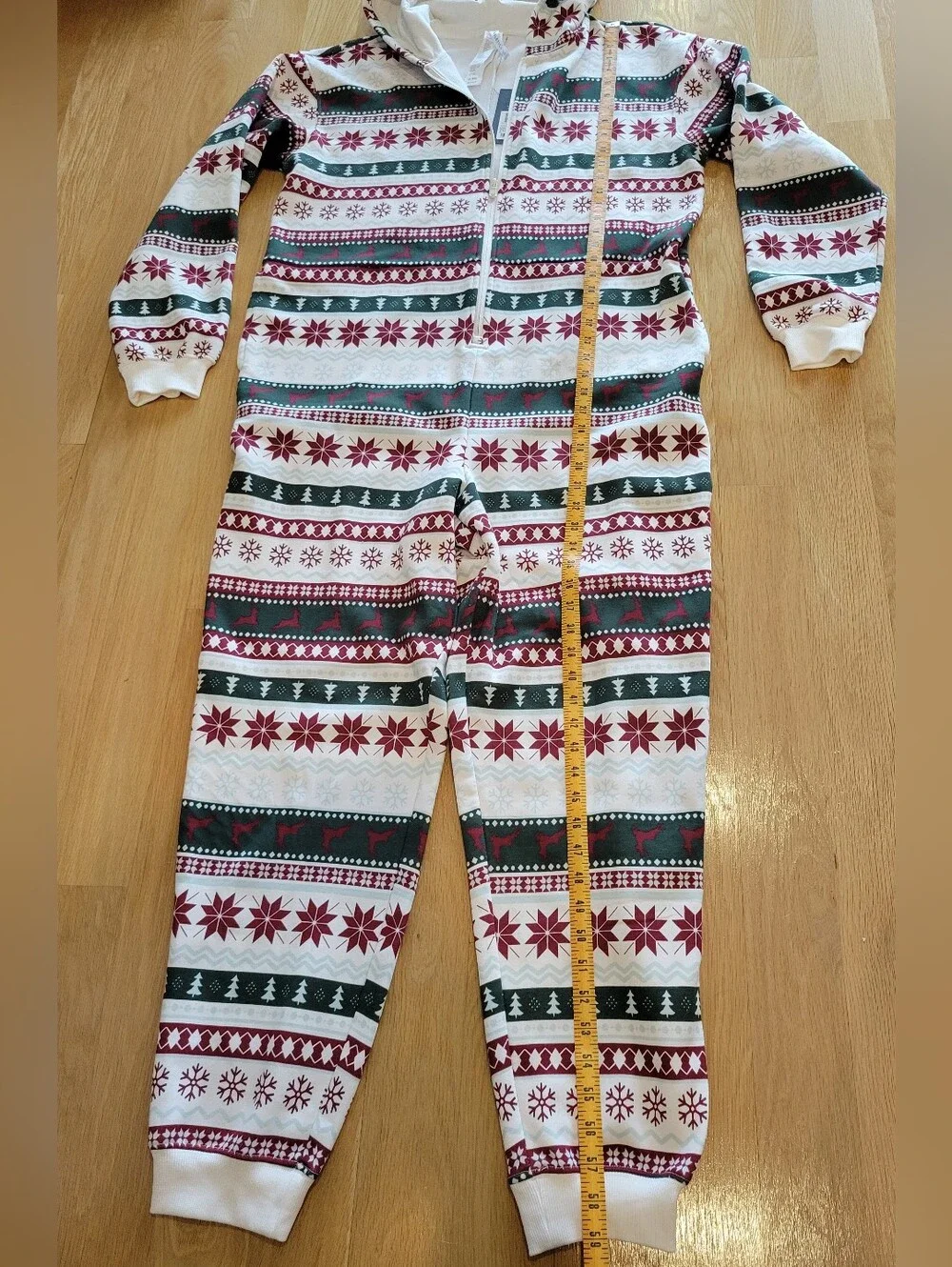 Fabletics Fair Isle Festive Holiday Hooded  Sweatshirt Jumpsuit